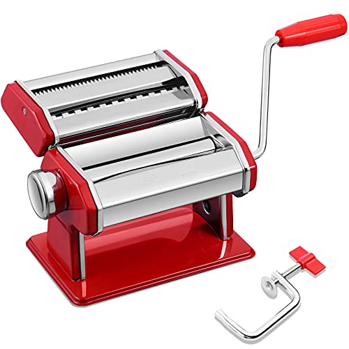 Pasta Machine, 150 Roller Pasta Maker, 9 Adjustable Thickness Settings Noodles Maker with Aluminum Alloy Rollers and Cutter,Perfect for Spaghetti, Fettuccini, Lasagna or Dumpling Skins