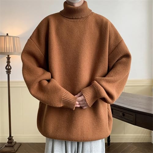 Men's Turtleneck Sweater Pullover Loose Casual Sweater Solid Thicken Warm Sweaters4