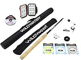 Wild Water Complete Tenkara Fly Fishing Starter Package, 12 Foot Extendable Graphite Rod, 9 Section Rod Pole Kit, Includes 22-Inch Hard Tube Case, Rod Sock, Fly Box, Flies and Three Lines