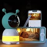 BOIFUN 2K WLAN Babyphone mit Kamera, App und 5 Zoll Bildschirmsteuerung, Nachtlicht, IR Nachtsicht, 360° Kamera, Handy, Weinen/Bewegungs/Geräuscherkennung, Bewegungsverfolgung, Temp&Feuchteerfassung