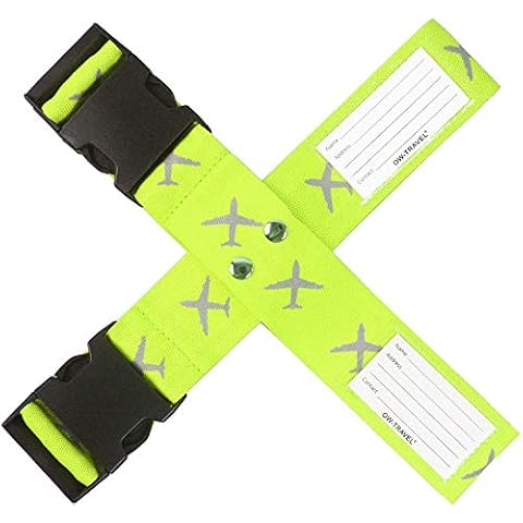Personalised Luggage Cross Straps for Suitcases (1 Pack Yellow)OW-Travel Easy to Spot Sturdy Suitcase Straps with Luggage labels.Luggage Strap Travel Belt for Suitcase Bag Baggage.Bag Strap Case Belts Cover