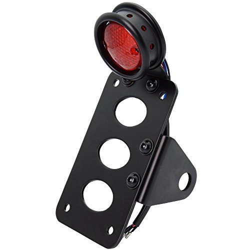 Amazicha Motorcycle LED Tail Rear Brake Light Side Mount License Plate Holder for Harley Bobber Chopper