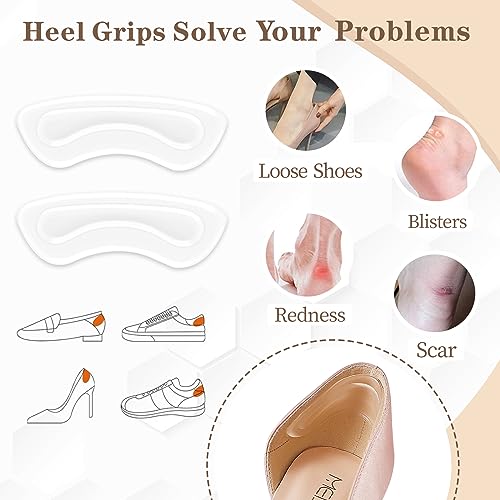 Image of EACOZY Heel Grips, Clear Shoe Heel Inserts, Heel Cushion Pads for Women Men Loose Shoes, 5 Pairs (Pack of 2)