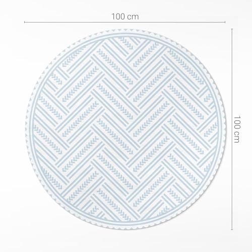 Tapis vinyle ø100 cm PVC de maison déco de sol intérieur rond moderne cuisine