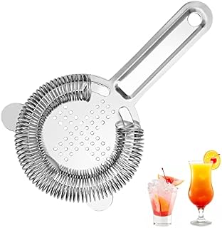 GOOHOME Cocktail Strainer 16.5x9.8cm Stainless Steel Bar Strainer Hawthorne Strainer Bar Cocktail Strainer Filtering Tool for Bar Club Party Restaurant Home