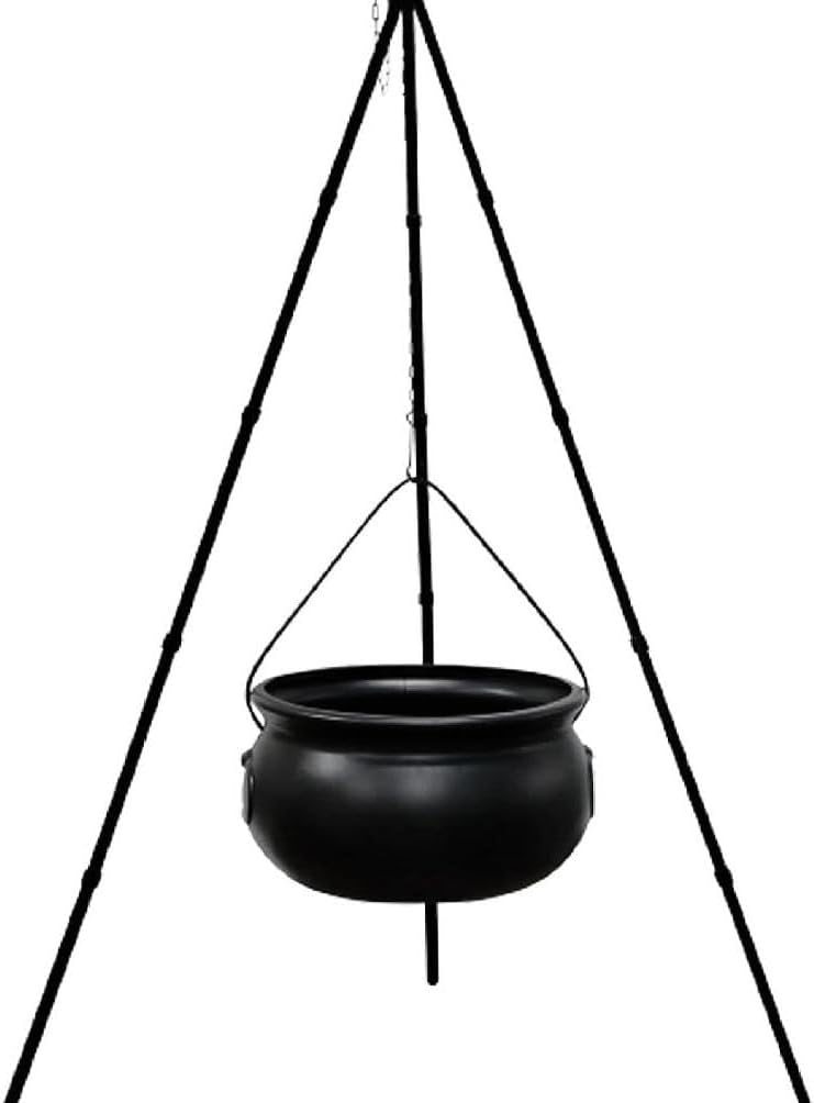 Halloween Witch Cauldron On Tripod Decor Bowl Decor Candy Atmosphere Outdoor Gathering Compatible for Home Porch Outside Green Lighted Witch Pot Adult Party Supplies Halloween Party DIY Decoration