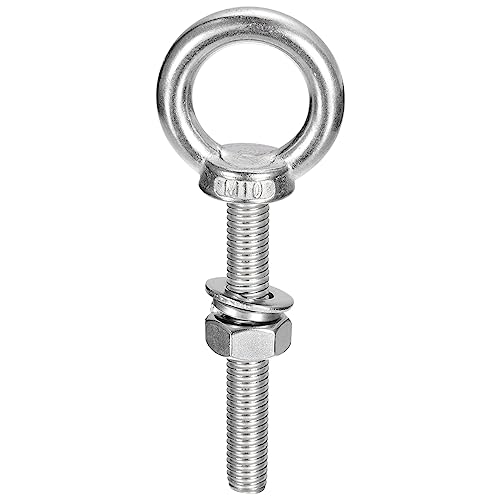 Image of uxcell Lifting Eye Bolt, 1 Set M10x70mm Eye Bolt with Nut Washer 304 Stainless Steel Shoulder Lifting Ring Eye Bolt for Hanging Item