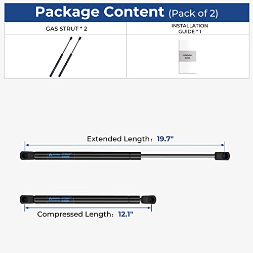C16-08260 Gas Struts 20 Inch 60 Lbs Prop Spring Shocks 20" 267N For Rv Bed Travel Trailer Tanning Bed Snugtop Camper Shell Rv Basement Door Cellar Door Lift Support 2Pcs (No Ball Studs) #TOP3