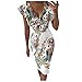 NANNIYA Robe Longue Ete Fente Impression plissée Robe Multicolore Femmes Maxi V-Neck Print Robe de Femme Robes pour Femmes Décontractées Manches Courtes