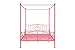 DHP Metal Kids Platform Bed with Four Poster Design, Scrollwork Headboard and Footboard, Underbed Storage Space, No Box Sring Needed, Full, Pink Canopy