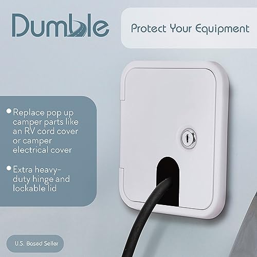Dumble Low Profile Electric Cable Hatch RV Electric Cord – White RV Camper Electric Cord Cover 7.5in x 6.5in Square
