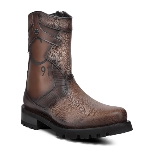 Cuadra Biker Boots for Men with Genuine Bovine Leather Brown (Brown, US Footwear Size System, Adult, Men, Numeric, Medium, 8.5)