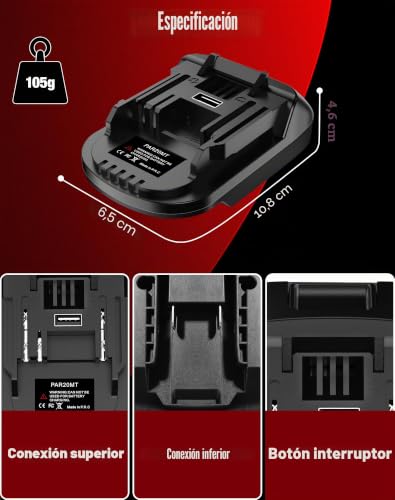 Adaptador de batería Parkside a Makita compatible con herramientas inalámbricas de litio 4