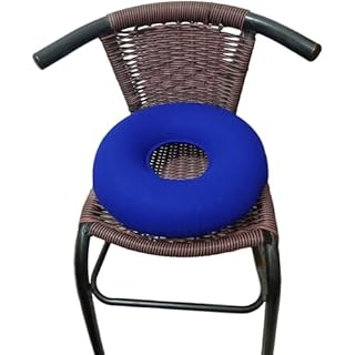 Shineyid 2 Pack Donut Pillow, Inflatable Donut Cushion for Tailbone Pain,Hemorrhoid Seat Cushion, Round Wheelchairs Seat Cushion for Home, Car or Office Chair (15" Dark Blue & Light Blue)