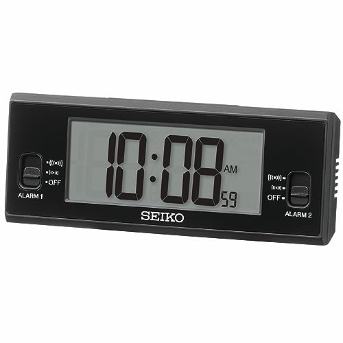4,8 x 12,3 x 2,3 cm Seiko Clocks Seiko Sveglia LCD QHL093K, Standard, Classico
