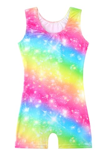 HOZIY Gymnastics Leotards for Girls with Shorts Biketards Dance Tumbling Outfits Matching Scrunchies 1-12 Years Old