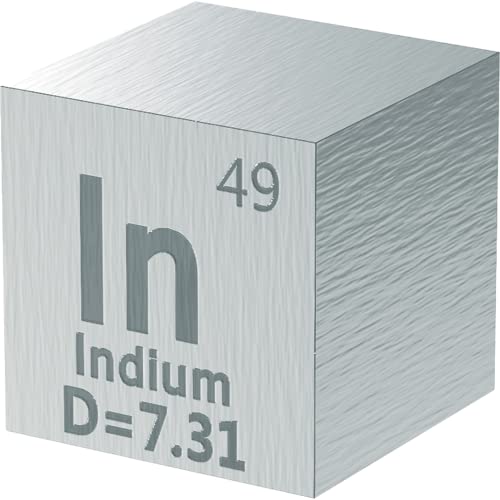 Indium Cube - Metal Element Cubes - Laser Engraved Density Cube Set for a Periodic Table of Elements Collection - (Indium, 1 inch)