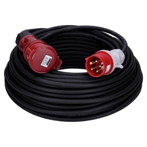 Voxura CEE-Kabel Verlängerungskabel Starkstromkabel 5-polig 400V H07RN-F 5G 1,5 16/5 16A IP44 Phasenwender Starkstrom 50m