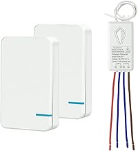 Thinkbee Wireless Switch Set with Remote Control, Mini Wireless Light Switch, Waterproof Wireless Piezo Switch for In/Outdoor Lamp 1000 W Installable/Portable Radio Switch 60.0000 Times
