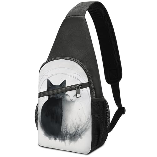 Bolso Bandolera Deportiva para Senderismo con Dos Gatos miniatura 1