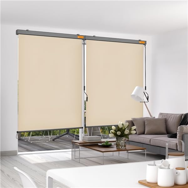 Yaheetech Tenda da Sole Verticale a Rullo Avvolgibile con Manovella Protezione Solare Impermeabile 160 x 250 cm Beige