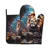 Scenari di applicazione multifunzionali: il set da cucina in due pezzi YTUOPWE Majestic e maestoso leone Picture è perfettamente adatto per cottura in cucina, recupero microonde, piastre terminali del forno e grigliate all'aperto, soddisfare varie esigenze di funzionamento ad alta temperatura e migliorare l'efficienza di cottura.