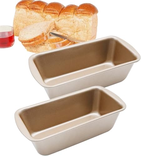 2 moldes de acero inoxidable para panadería, 19 x 9 x 5 cm, forma de caja pequeña, molde para tartas, molde rectangular para pan, pan con revestimiento antiadherente, moldes para hornear para horno,
