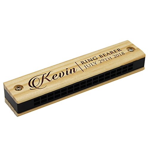 Custom Personalized Wood Harmonica - Wooden Ring Bearer Kids Birthdays - Custom Monogrammed #TOP29