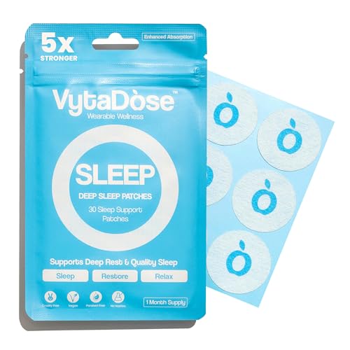 Vytadose Natural Melatonin-Free Herbal Sleep Patches for Adults & Kids – No Added Hormones – 8-Hour Time-Release Formula – Ashwagandha, Magnesium, Passionflower, Valerian Root, Lemon Balm & Chamomile