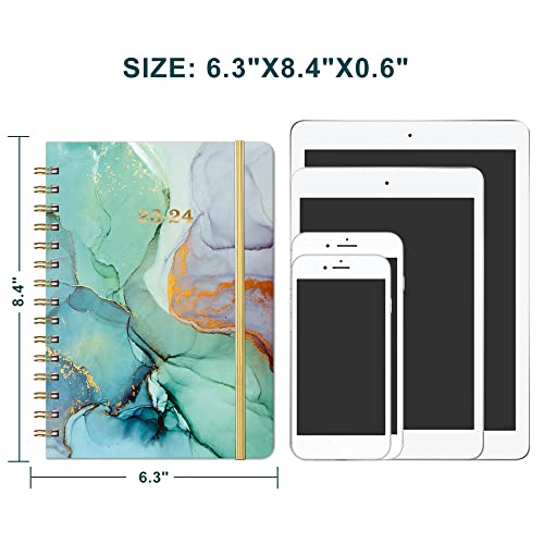 Planner 2023-2024 - Jul.2023 - Jun.2024, Academic Planner 2023-2024, 2023-2024 Planner Weekly & Monthly With Tabs, 6.3" X 8.4", Hardcover With Back Pocket + Thick Paper + Twin-Wire Binding, Daily Organizer - Green #TOP6