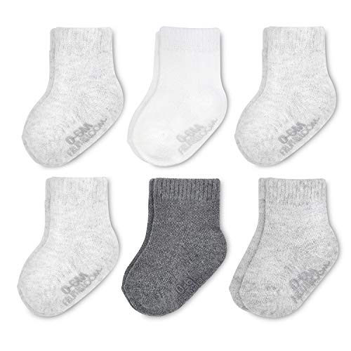 Fruit of the Loom Baby 6-Pack Breathable Cooling Mesh Crew-Length Socks - Unisex, Girls, Boys  (0-6 Months, Grey)