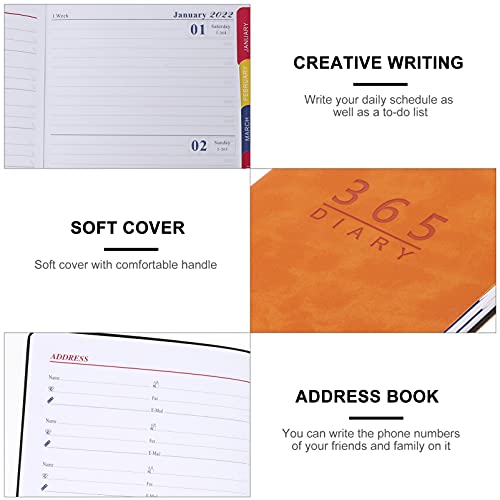 Yardwe A5 Schedule Notebook Business Plan Boek Jaarlijkse Kalender Boek Tijdbeheer Notebook Geel Zacht Leer Praktische… - Image 6