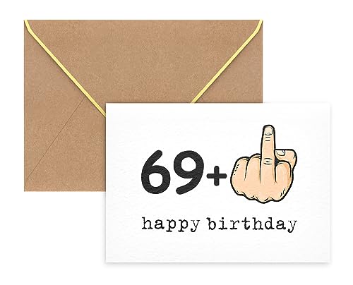 WenmthG - Tarjeta de cumpleaños 70 - 69 + 1 - Divertida tarjeta de cumpleaños con dedo medio - Regalo para mujer, hombre - Happy birthday - Regalos personalizados