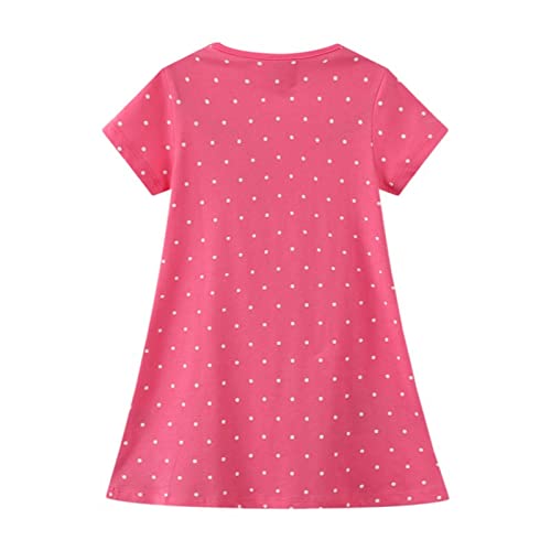 Image of HILEELANG Toddler Girl Cotton Casual Dress Summer Short Sleeve Basic Tunic Playwear Shirt Dresses