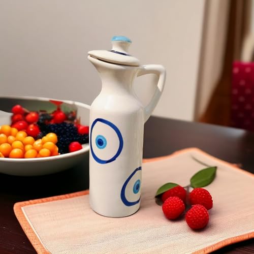 Image of MALAIKAH Ceramic Oil Dispenser Evil Eye Pack of 2 for Kitchen, Dining, Gifting, Home & Kitchen Decor