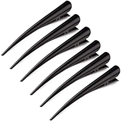 JAGMOOLYA Products Black Non-Slip Metal Duckbill Hair Clips, Alligator Hair Pins Crocodile Barrettes Clips, Hairdressing Styling Tool, Sectioning Clips (Pack of 6)