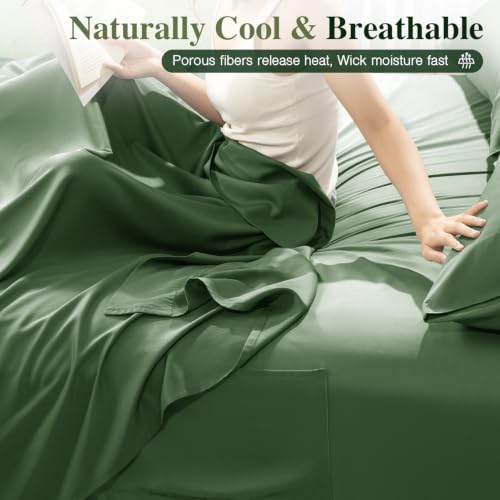 Image of 100% Organically Grown Bamboo Viscose Queen Sheet Set with Pockets on Side
