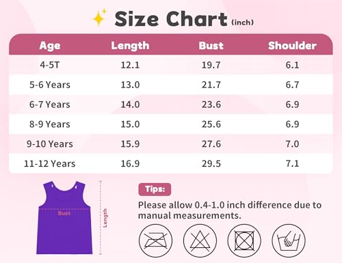 Gnainach Meninas Regata De Dança Para Tamanho 6-7 Anos, Roxa, Casual, Básica, Sem Mangas, Top Curto