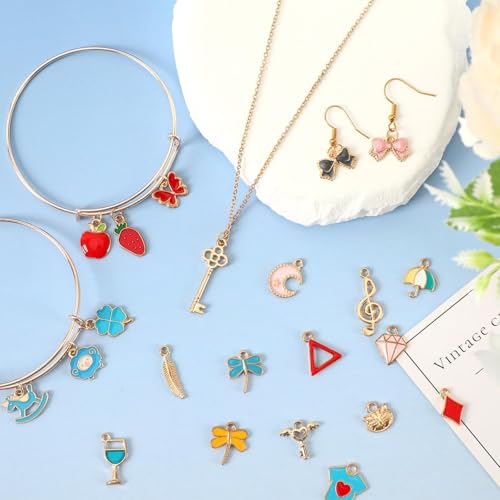 SANNIX 400Pcs Charms for Jewelry Making, Assorted Gold Enamel Charms Jewelry Bangle Charm Pendants Bracelet Necklace Earrings Making and Crafting by SANNIX - Image 3