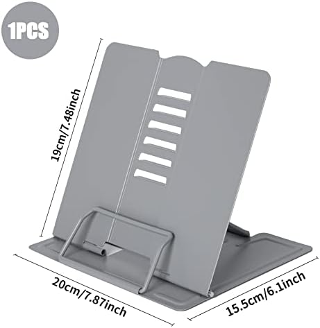 Reading Book Stand Holder,Metal Cookbook Stand,Lightweight Metal Holder for Reading Textbooks or Entertainment,Applications in Reading Classrooms,Office and Kitchen(Grey))