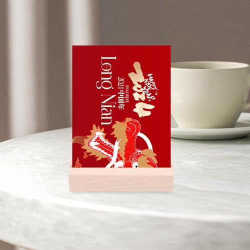 Supvox Tischkartenhalter Holz 4 Stück 5mm Schlitz Kartenhalter aus Holz für Kalender und Fotos 10X3X2cm Rustikale Holzoptik für Hochzeitstisch und Dekoration