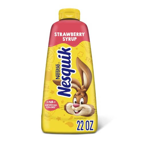 Image of Nesquik Strawberry Flavored Syrup, 22 Oz | Strawberry syrup for milk or ice cream; 22 oz plastic bottle