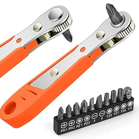 OSDUE Magnetyczny klucz zapadkowy, dwustronny wkrętak zapadkowy 110 mm 1/4 cala, mini klucz zapadkowy do gadżetów, samochodów, domów, maszyn i innych urządzeń