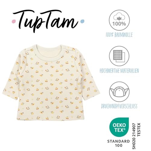 TupTam Baby Mädchen Langarmshirt 5er Set, Farbe: Grün_Weiß_Pink_Blume, Größe: 80