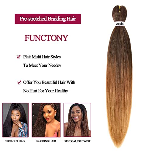 Pre Stretched Braiding Hair 22 Inch 6 Packs Professional Soft Yaki Braiding Hair For Braids Hot Water Setting Synthetic Crochet Hair Extensions (22 Inch (Pack Of 6), T1B/30/27) #TOP3