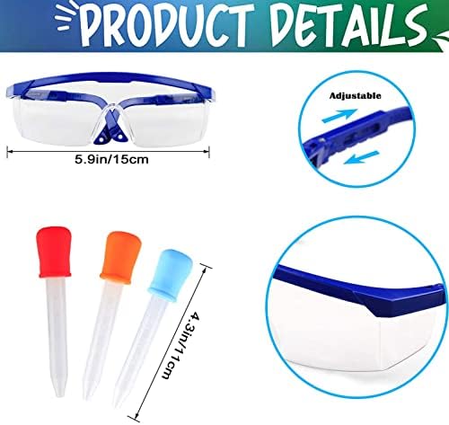 6 Pcs Kids Scientist Doctor Costume set White Lab Coat with Goggles ID card Role Play Dress Up Accessories Scientist Experiment Toys for Kids Boys Girls