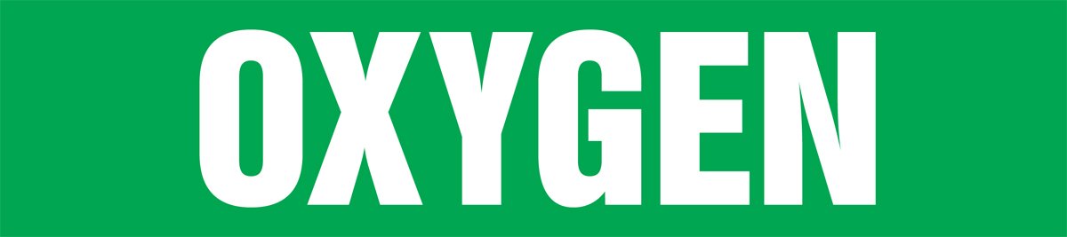 Accuform RPM325 Vinyl "Oxygen" Medical Gas Pipe Marker, 3" W x 3" L, White on Green (Pack of 20)
