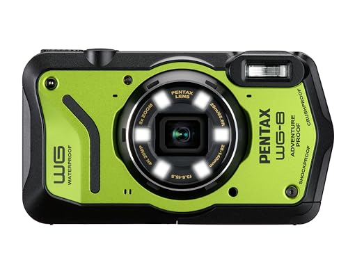 Pentax Wg-8 Green Fotocamera Avventura Per Tutte Le Stagioni, Con Eccezionale Impermeabile, Antipolvere, Resistente Agli Urti, Luce Ad Anello Multi-Ap