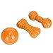 Jarchii Hund Langhantel Spielzeug, Hund Kauspielzeug, Hund Langhantel Zähne Kauen Spielzeug Knochenschleifen TPR Hund Quietschspielzeug für Hunde Katzen(Orange)