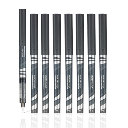 Image of Insight Liquid Ink Rollerball Pens | 0.5mm Micro Tip with Sleek & Lightweight Body | Quick-Dry, Smudge-Free Ink for Smooth Ink flow | Ideal for Office, School & Journaling (Black Ink, Pack of 8)